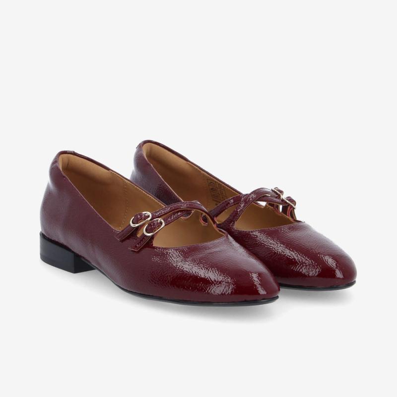 FLORA BALLERINA W - WRINKLED PATENT - BORDEAUX